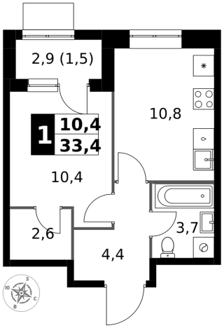 Купить однокомнатную квартиру у метро Щелковская в Москве. Вариант № 9834248, 0, площадь -  квм, цена 16910420 рублей