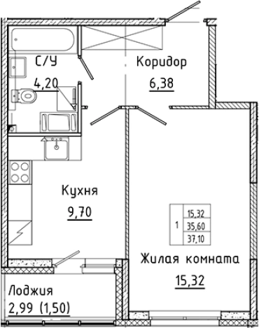 Купить однокомнатную квартиру в ЖК Аквилон Янино в Ленинградской области. Вариант № 6226794, 0, площадь -  квм, цена 5525757 рублей