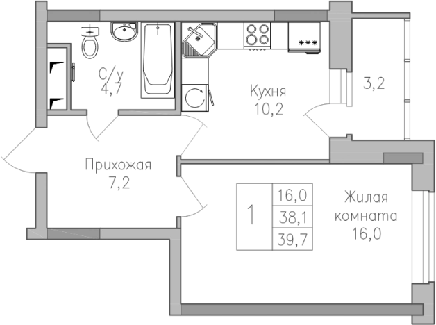 Купить однокомнатную квартиру на улице Романтиков в Воронеже. Вариант № 990540, 0, площадь -  квм, цена 4200000 рублей