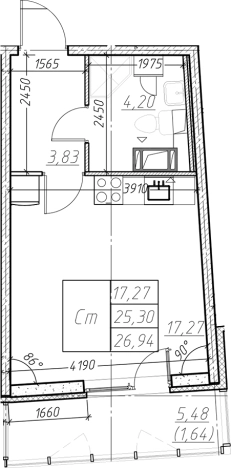 Купить Студию в ЖК Левитан в Мурине. Вариант № 6853550, 0, площадь -  квм, цена 4542615 рублей