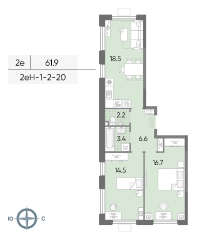 Купить двухкомнатную квартиру в районе Солнцево в Москве. Вариант № 8183029, 0, площадь -  квм, цена 19792339 рублей