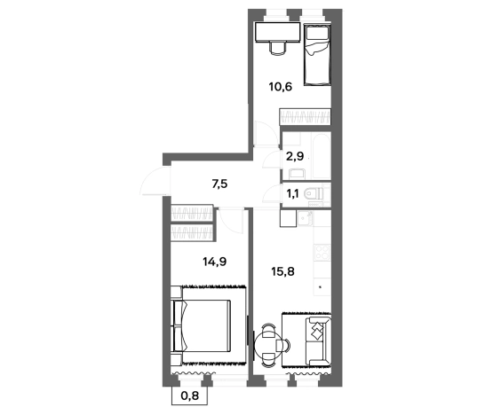 . Вариант № 7829956, 0, площадь - 52.8 квм, цена 8221200 рублей