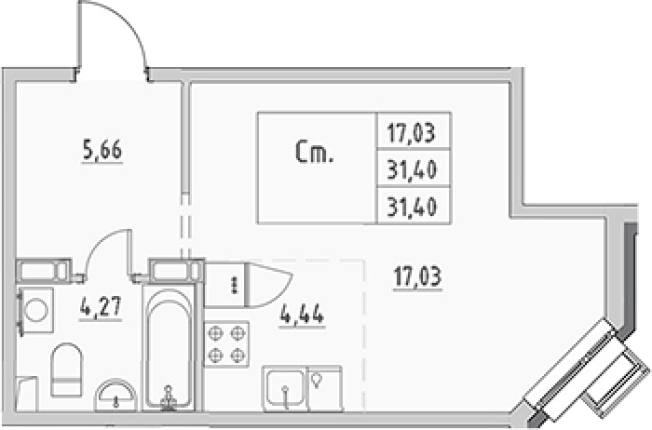 Купить Студию в Выборге. Вариант № 9153995, 0, площадь -  квм, цена 5652000 рублей