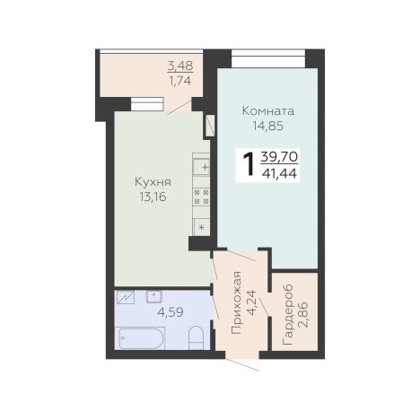 Купить квартиру в ЖК Арт-квартал Зарядье в Воронеже. Вариант № 146751, 0, площадь -  квм, цена 6157984 рублей