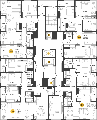 . Вариант № 100218, 1, площадь - 100.71 квм, цена 11732715 рублей
