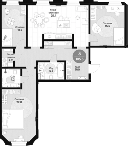 . Вариант № 6868929, 0, площадь - 105.5 квм, цена 80347918 рублей