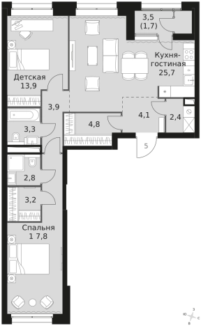 Купить квартиру в ЖК Sky Garden в Москве. Вариант № 9496030, 0, площадь -  квм, цена 34576960 рублей
