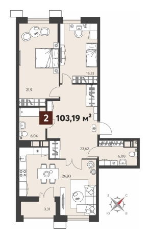 Купить двухкомнатную квартиру в ЖК Жилой комплекс "Ньютон" в Пензе. Вариант № 81457, 0, площадь - квм, цена 13920340 рублей