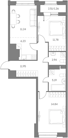 Купить двухкомнатную квартиру в новостройках в ЖК Аквилон Beside 2.0 в Москве. Вариант № 3986912, 0, площадь -  квм, цена 25860338 рублей
