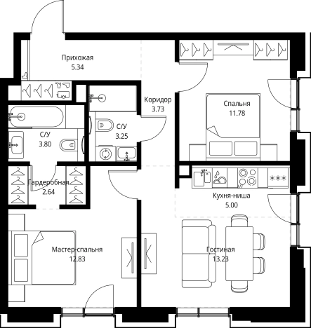 Купить квартиру в ЖК МИРА в Москве. Вариант № 6063184, 0, площадь - квм, цена 47130160 рублей