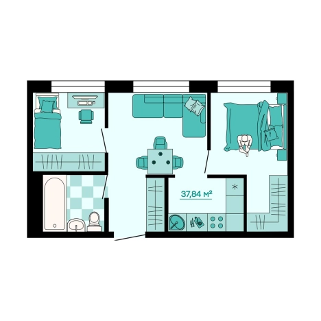 . Вариант № 9916949, 0, площадь - 37.84 квм, цена 5524640 рублей