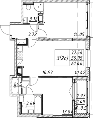 Купить трехкомнатную квартиру у метро Елизаровская в Санкт-Петербурге. Вариант № 7850263, 0, площадь -  квм, цена 19548180 рублей