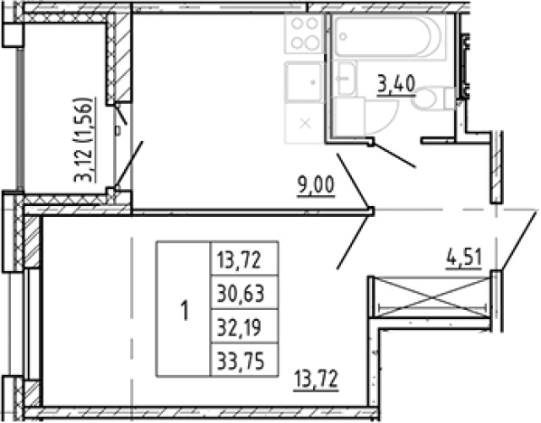 Купить однокомнатную квартиру в новостройках у метро Садовая в Санкт-Петербурге. Вариант № 88329, 0, площадь -  квм, цена 5540888 рублей