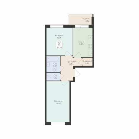 Купить двухкомнатную квартиру в ЖК Flora в Воронеже. Вариант № 146009, 0, площадь -  квм, цена 7349476 рублей