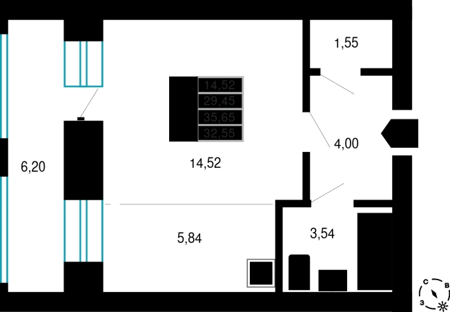 Купить Студию в районе Ингодинский в Чите. Вариант № 161291, 0, площадь - квм, цена 6312830 рублей