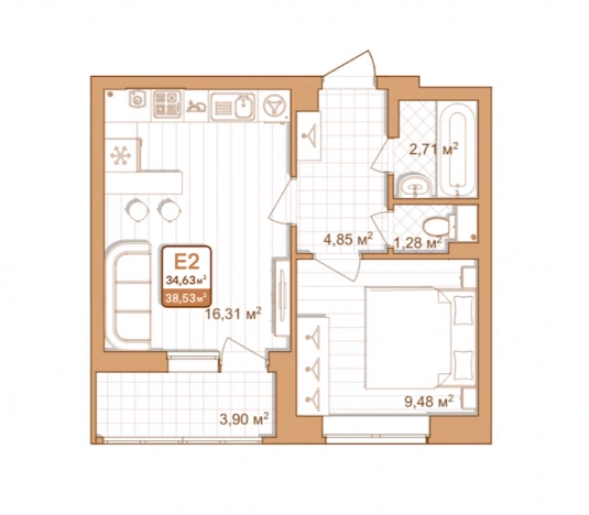 Купить однокомнатную квартиру на улице проспект Ленина в Туле. Вариант № 70932, 0, площадь -  квм, цена 3853000 рублей