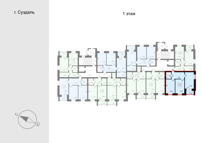 Купить двухкомнатную квартиру на улице Пожарского в Суздале. Вариант № 148386, 1, площадь -  квм, цена 7323750 рублей