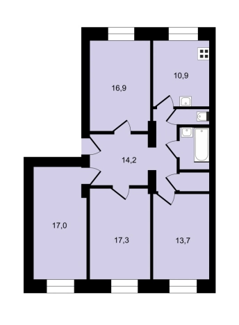 Купить четырехкомнатную квартиру в Вологде. Вариант № 3056714, 9, площадь -  квм, цена 6790000 рублей