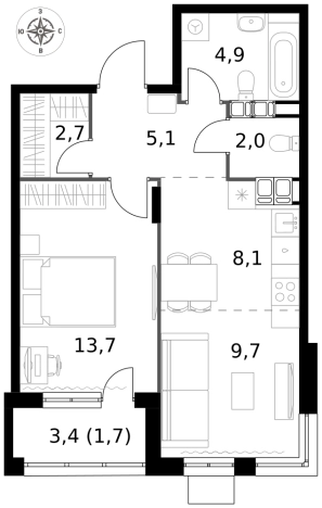 Купить двухкомнатную квартиру у метро Саларьево в Москве. Вариант № 9654593, 0, площадь -  квм, цена 20731120 рублей