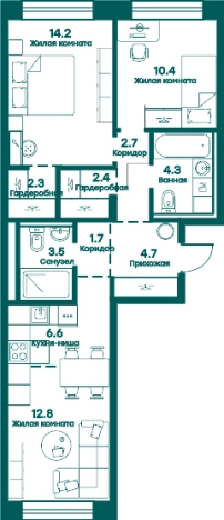 Купить трехкомнатную квартиру в ЖК Равновесие в Московской области. Вариант № 145220, 0, площадь -  квм, цена 12933850 рублей