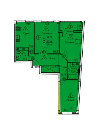 Купить трехкомнатную квартиру в новостройках в ЖК Жилой комплекс "Арбековская застава" в Пензе. Вариант № 69665, 0, площадь -  квм, цена 7985600 рублей