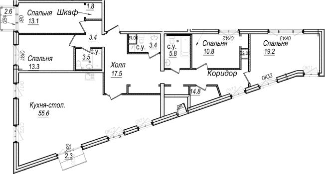 Купить многокомнатную квартиру в новостройках на улице набережная реки Карповки в Санкт-Петербурге. Вариант № 66511, 0, площадь -  квм, цена 125665687 рублей