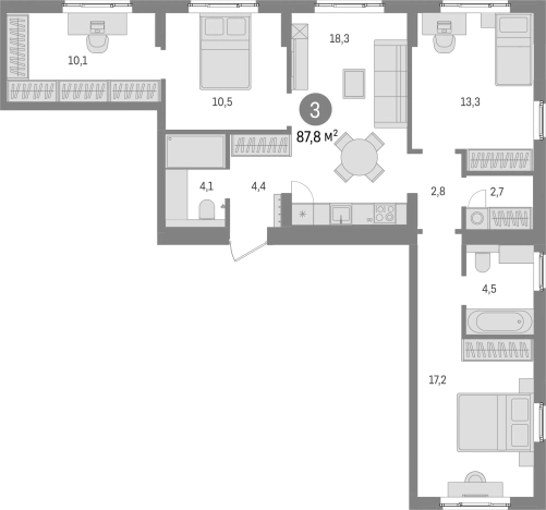 . Вариант № 6245620, 0, площадь - 87.84 квм, цена 13470000 рублей