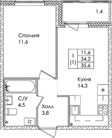 Купить однокомнатную квартиру в ЖК Ермак в Ленинградской области. Вариант № 6609683, 0, площадь -  квм, цена 5207000 рублей