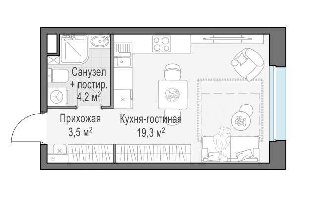 Купить Студию в ЖК Белый Grad в Мытищах. Вариант № 166955, 0, площадь -  квм, цена 6450000 рублей