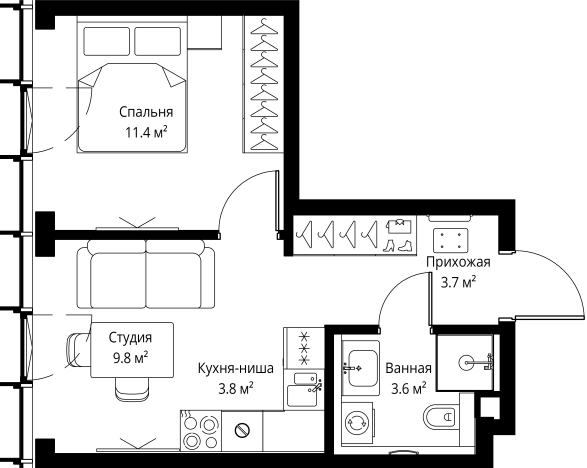 Купить однокомнатную квартиру в новостройках в районе Савёловский в Москве. Вариант № 161747, 0, площадь -  квм, цена 31008000 рублей