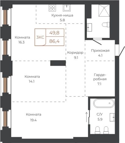 Купить Студию на улице Барханная в Новосибирской области. Вариант № 6841074, 0, площадь -  квм, цена 19806444 рублей