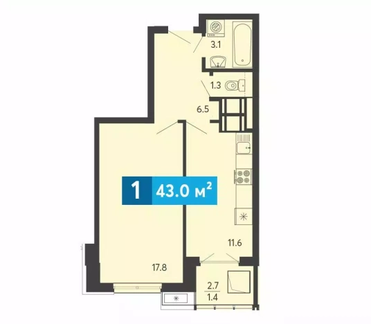 Купить однокомнатную квартиру в ЖК Жилой комплекс "Созвездие (1 очередь)" в Пензенской области. Вариант № 89965, 0, площадь -  квм, цена 5397840 рублей