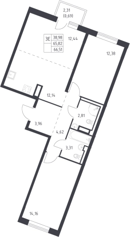 Купить трехкомнатную квартиру в ЖК Квартал Лаголово в Ленинградской области. Вариант № 6708223, 0, площадь -  квм, цена 9138740 рублей