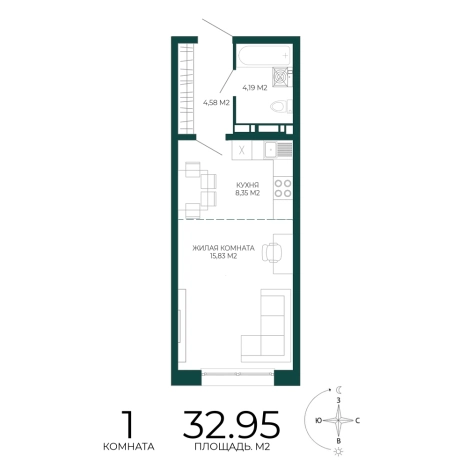 Купить однокомнатную квартиру в Микрорайоне Пенза-2, Железнодорожный район в Пензе. Вариант № 5388577, 0, площадь -  квм, цена 3525650 рублей