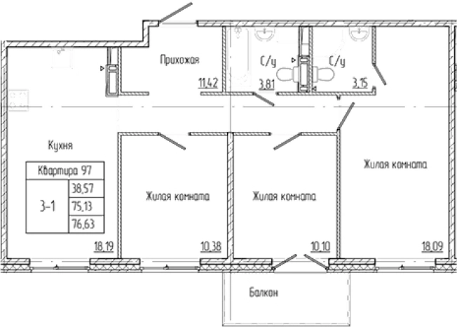 Купить многокомнатную квартиру в Всеволожске. Вариант № 8996137, 0, площадь -  квм, цена 10881460 рублей