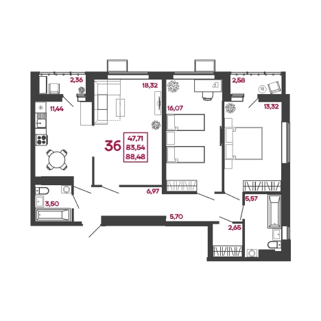 Купить трехкомнатную квартиру в новостройках в районе Железнодорожный в Пензе. Вариант № 140509, 0, площадь -  квм, цена 7432320 рублей