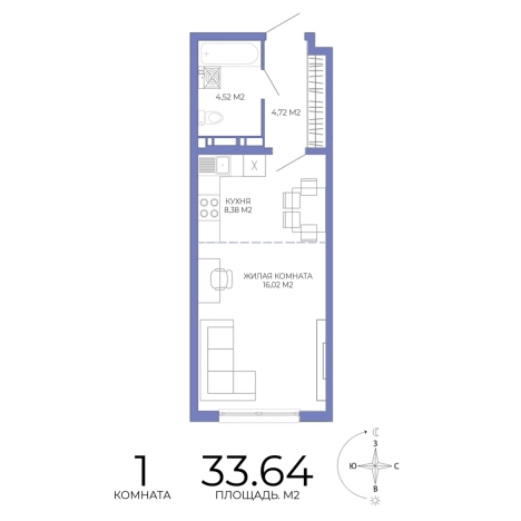 Купить однокомнатную квартиру на улице Побочинская в Пензе. Вариант № 127331, 0, площадь -  квм, цена 3094880 рублей