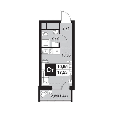 Купить Студию в Пензенской области. Вариант № 9237623, 0, площадь - квм, цена 2489260 рублей