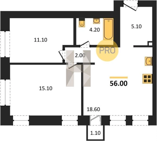 . Вариант № 68699, 0, площадь - 56 квм, цена 4394320 рублей