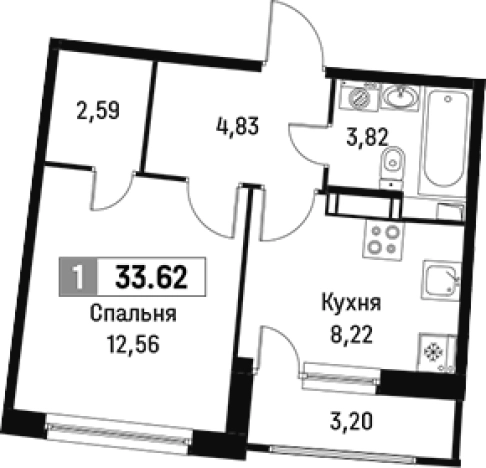 Купить однокомнатную квартиру у метро Девяткино в Мурине. Вариант № 6211736, 0, площадь -  квм, цена 6133599 рублей