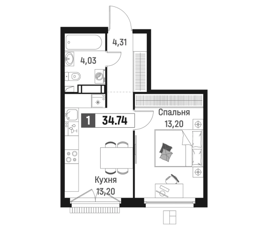 Купить однокомнатную квартиру в ЖК Максималист в Мурине. Вариант № 6867781, 0, площадь -  квм, цена 6758420 рублей