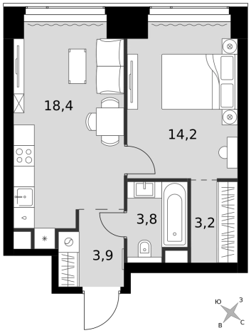 Купить однокомнатную квартиру в районе Хорошёвский в Москве. Вариант № 9466578, 0, площадь -  квм, цена 37562250 рублей