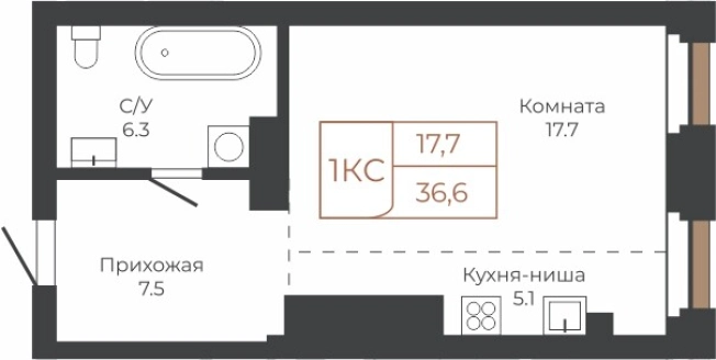 Купить Студию на улице Барханная в Новосибирской области. Вариант № 6841079, 0, площадь -  квм, цена 11765000 рублей