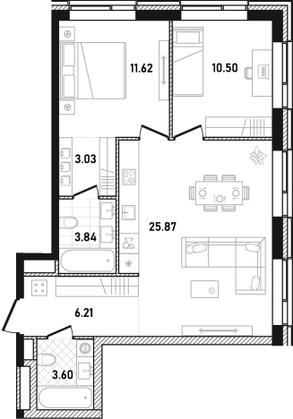 Купить двухкомнатную квартиру в ЖК Republic в Москве. Вариант № 122502, 0, площадь -  квм, цена 39345228 рублей