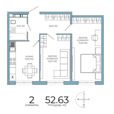 Купить двухкомнатную квартиру на улице Побочинская в Пензе. Вариант № 110997, 0, площадь -  квм, цена 5420890 рублей