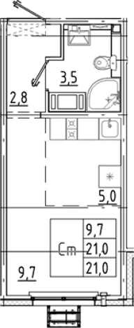 Купить Студию в ЖК Цветной город в Санкт-Петербурге. Вариант № 8085602, 0, площадь -  квм, цена 3690078 рублей
