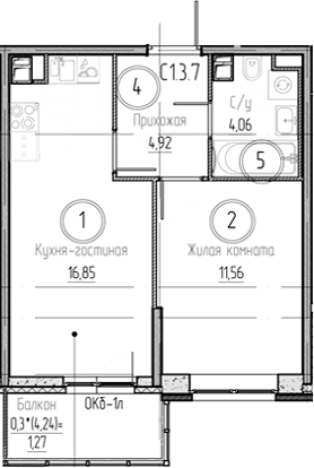 . Вариант № 8931088, 0, площадь - 37.39 квм, цена 5408066 рублей
