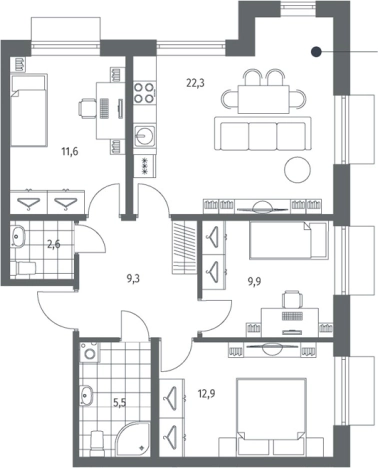 Купить многокомнатную квартиру в новостройках в ЖК Парусная 1 в Санкт-Петербурге. Вариант № 7262277, 0, площадь -  квм, цена 28475000 рублей