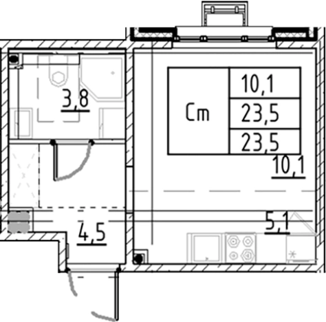 Купить квартиру в новостройках у метро Купчино в Санкт-Петербурге. Вариант № 7597486, 0, площадь -  квм, цена 5896338 рублей