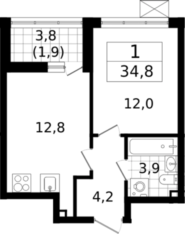 Купить однокомнатную квартиру в Всеволожске. Вариант № 6211410, 0, площадь -  квм, цена 7459488 рублей